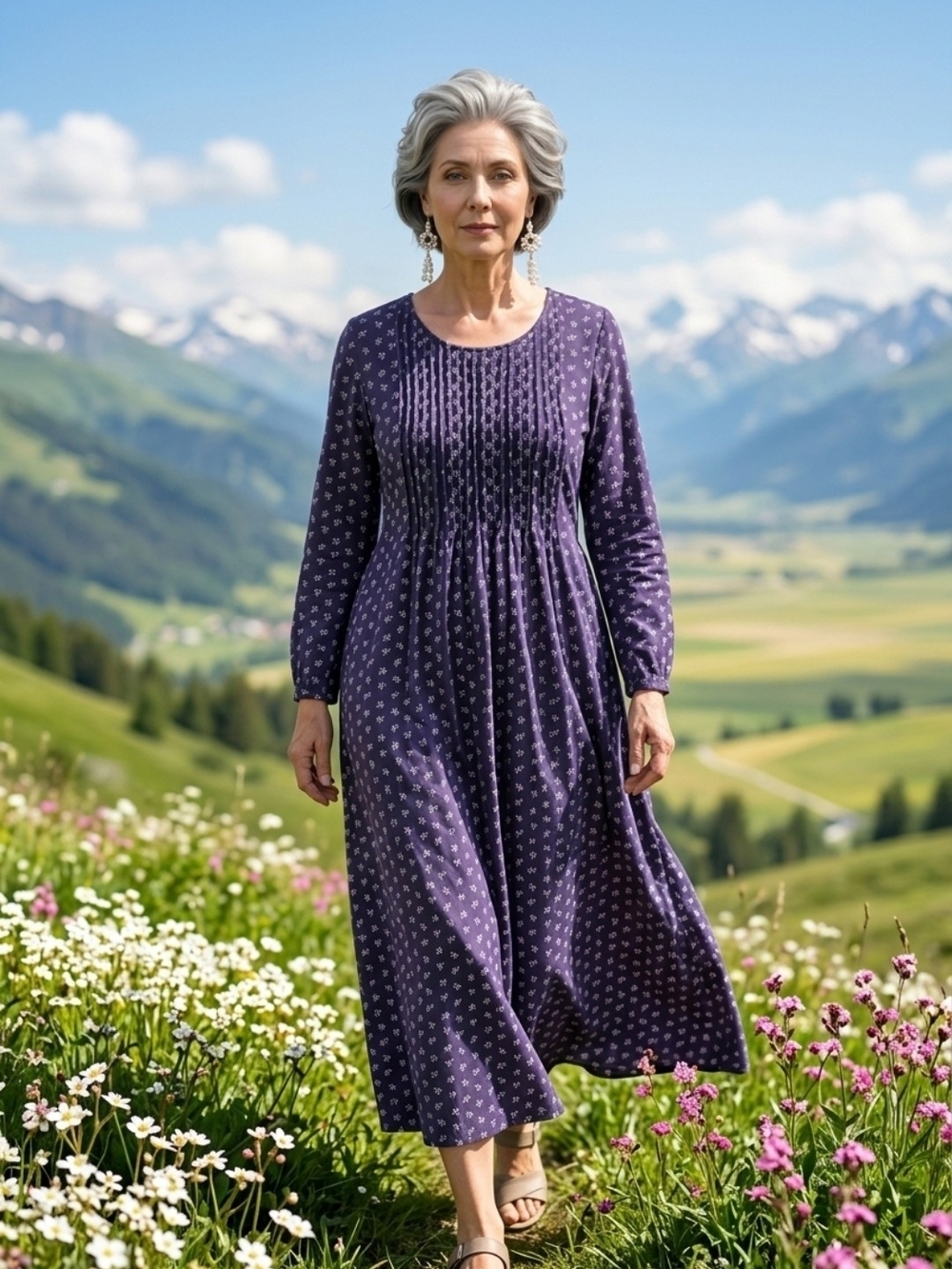 Midi Floral Dress Size M By Vermont Country Store